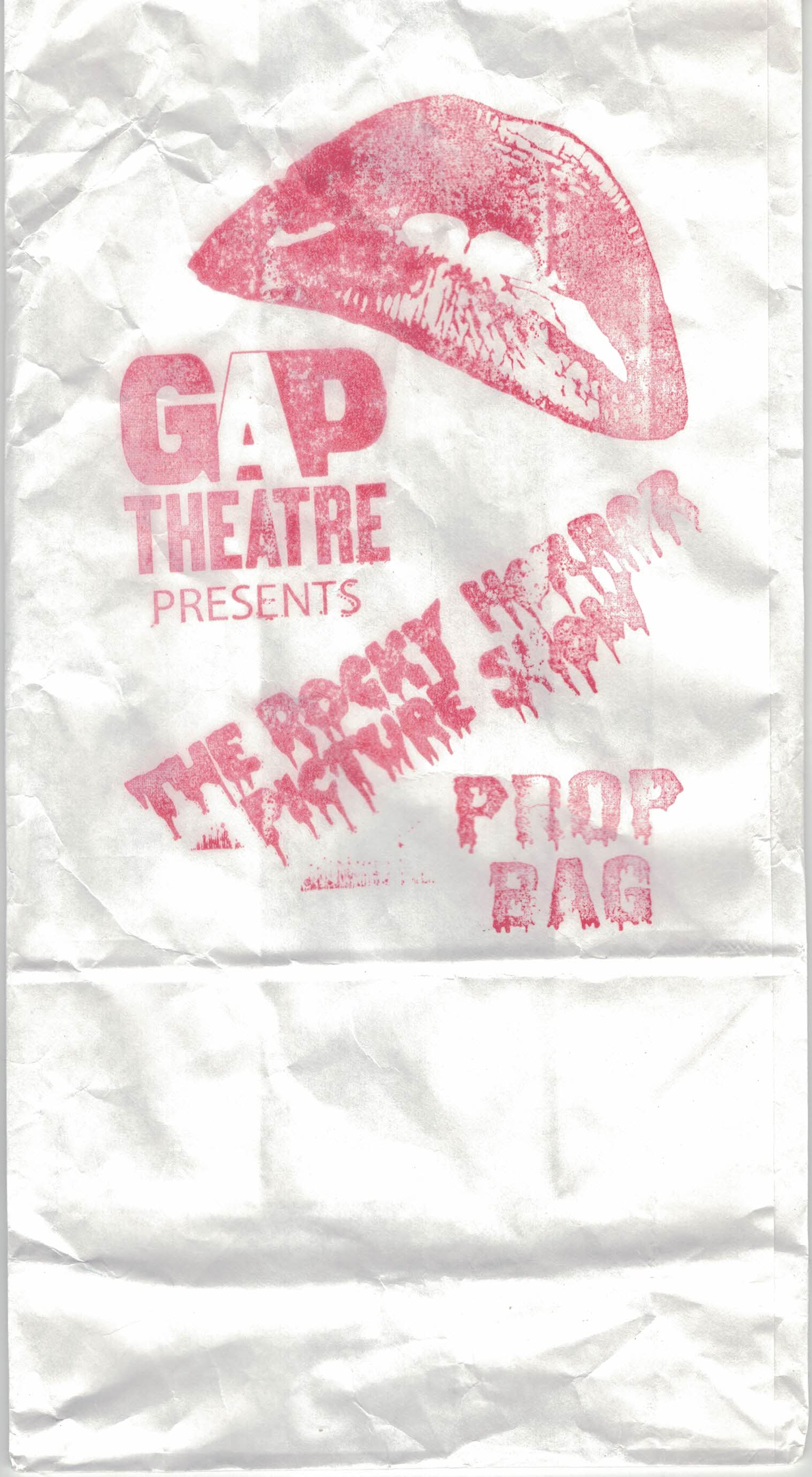 A Golden Atlas Players prop bag ready for audience use at the theatre.